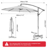 3M Garden Cantilever Parasol w/ LED Lights Outdoor Banana Hanging Tilt Crank