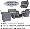 Rattan Garden Furniture 4 Seater Sofa Set Grey Outdoor Patio Lounge Coffee Table