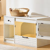 White Cat Litter Box Enclosure, Hidden Litter Box Furniture,4 Drawers,W/LED