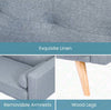 Sofa Bed Modern Adjustable Angle Wooden Legs Living Room Dining Room Grey Linen