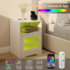 LED Bedside Table RGB Lighted Storage Nightstand Cabinet with Charging Station