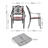 Cast Aluminum Garden Chairs Outdoor Dining Chair Padded Seat for Bistro Backyard