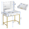 Dressing Table Makeup Desk with LED Light Mirror 2 Drawers Bedroom Vanity Desk