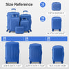 Stylish 5 Piece Deep Blue Diamond Pattern ABS Luggage Set with Non TSA Locks