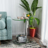 Tempered Glass Round Glass Side Table Coffee Table 2 Tier Nightstand Beside Sofa
