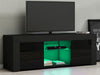 Modern TV Unit Stand Cabinet Sideboard Black High Gloss Doors with LED Lights UK