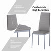 4pcs Grey Faux Leather Dining Chairs Ripple Lines & Black Glass Dining Table Set