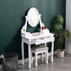 White Dressing Table with Mirror and Stool, 5 Drawers for Storage, 75x40x141.5cm