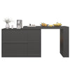 360° Rotating Bar Table, Kitchen Island, Black Bar Table with Expandable Table