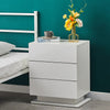 LED Light 3 Drawers Bedside Table High Gloss Cabinet Side End Table Living Room