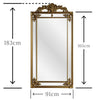 Mirror Extra Large Full Length Wall Vintage Antique Gold Crested Leaner 183x91cm