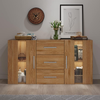 Sideboard Oak LED Light Storage Cabinet Drawers Doors Living Room Brown