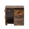 Brown Office Filing Cabinet Mobile Printer Stand File Storage 3 Drawer 4 Wheels