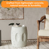 Outdoor Lightweight Concrete Finish Accent Side Table Drum Sofa Corner Table Dec