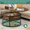 Round Lift Top Coffee Table with Storage Wood for Home Living Room Office Brown