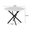 White Round Dining Table Marble Effect Top Kitchen Table with Metal Legs