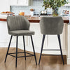 2 Pcs Grey PU Bar Stools Restaurant Bar Stools Soft Padded Seat Back Metal Legs
