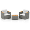 3 PCS Rattan Outdoor Sofa Set with Cushions Patio Conversation Furniture