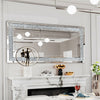 XXL Rectangular Crushed Diamond Mirror Crystal Surround Silver Mirror Hang Lean