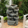 Outdoor Fountain Cascading Water Feature Garden 220V Powered LED Lights & Pump