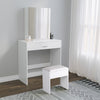 Foldable Makeup Table Set Drawer Mirror Storage Makeup Room White Dressing Table