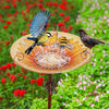 UK Bird Bath Water Seed Feeder Cast Iron Round Flower Petal Wild Garden Ornament