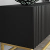 TV Unit I 200cm Wide Cabinet I Black Fluted Doors I Gold Base I Modern Style