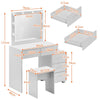LED Light Vanity Dressing Table Set Bedroom Makeup Desk With Mirror Drawer Stool