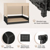 Outdoor Dog Shelter Elevated Rattan Dog House w/Cushioned Bed