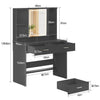 LED Dressing Table with 2 Drawers and 4 Open Shelves Vanity Table Black