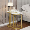 2Pcs Marble Side Table Nesting Coffee Tables Corner Cabin Bedroom White & Gold