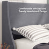 Bed Frame 4ft6 Double Size Linen Fabric Upholstered Bed Slatted Foundation Grey