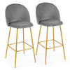 2Pcs Bar Stool Upholstered Pub Chairs Counter Height Stools w/ Footrests Grey