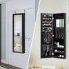 Mirrored Jewelry Cabinet Wall Mounted Hanging Jewelry Armoire Black