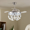 42 Inch Modern Invisible LED Ceiling Fan Light 3 Colour Changing Chandelier Lamp