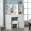 Vanity Makeup Desk Dressing Table Set with 10 LED Lights Mirror Stool 3 Drawers