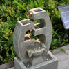 Garden Water Feature Outdoor Solar LED Cascading Flowing Water Fountain w Lights
