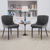 Set of 2 Dining Chairs PU Faux Leather Metal Legs Restaurant Chairs Grey Chairs