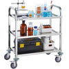 3 Tier Stainless Steel Cart Mobile Lab Medical Storage Trolley 400 lbs