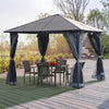 3x3(m) Polycarbonate Hardtop Gazebo Canopy w/ Aluminium Frame Netting & Curtains