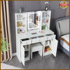 Dressing Table w/ LED Mirror Makeup Organizer Desk Modern Vanity Table Stool Set