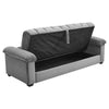 Convertible 3 Seater Velvet Fabric Grey Comfortable Storage Ottoman Sofa Bed