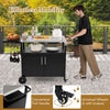 Outdoor BBQ Grill Cart with Stainless Steel Top Foldable Side Table Storage