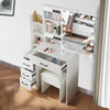 LED Vanity Table Set Sliding Lighted Mirror Dressing Table 6 Drawer Dresser Desk