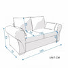 2/3 Seater Soft Fabric Deep Seat Sofa Settee Large Armrest Living Room Office