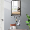 Wall-mounted Bathroom Mirror Rectangle Vanity Mirror with Storage Shelf & Hooks