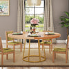 Round Dining Table for 4, 47-Inch Kitchen Dinner Table with Circle Metal Base