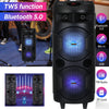 8" RGB Portable FM Bluetooth Speaker Subwoofer Heavy Bass Sound System Party