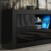 Modern 145cm TV Unit Cabinet | Black High Gloss Doors | TV Stand with Free LED