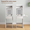Small Dressing Table with Mirror LED Lights Vanity Desk with Fold-up Panel White